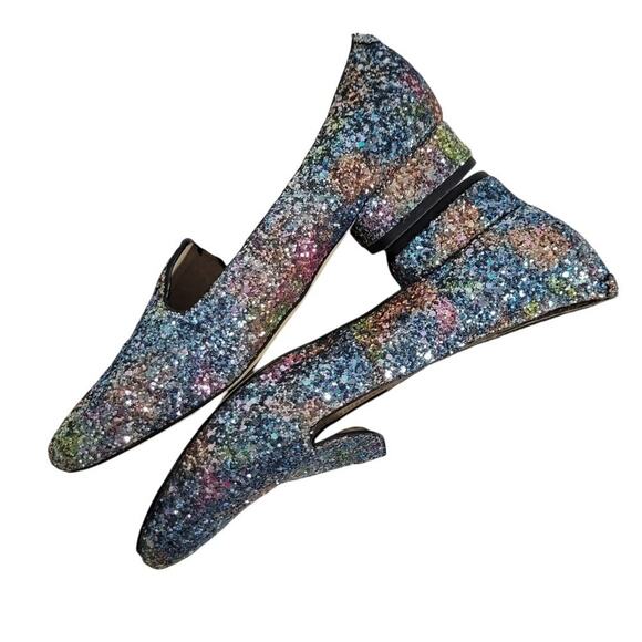 Steve Madden Sparkle Loafers Flats Jean Rainbow Glitter Leather Slip On Size 6 - Picture 4 of 14